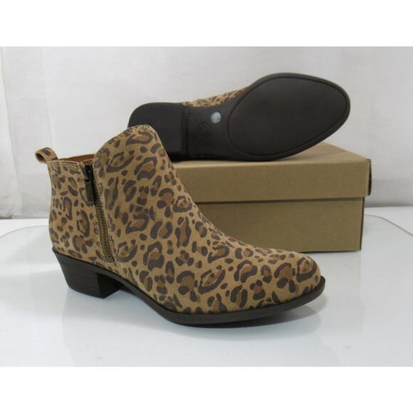 Lucky Brand Basel Size 7.5 Block Heel Booties Ankle Boots Out Zip Leopard - Picture 7 of 8